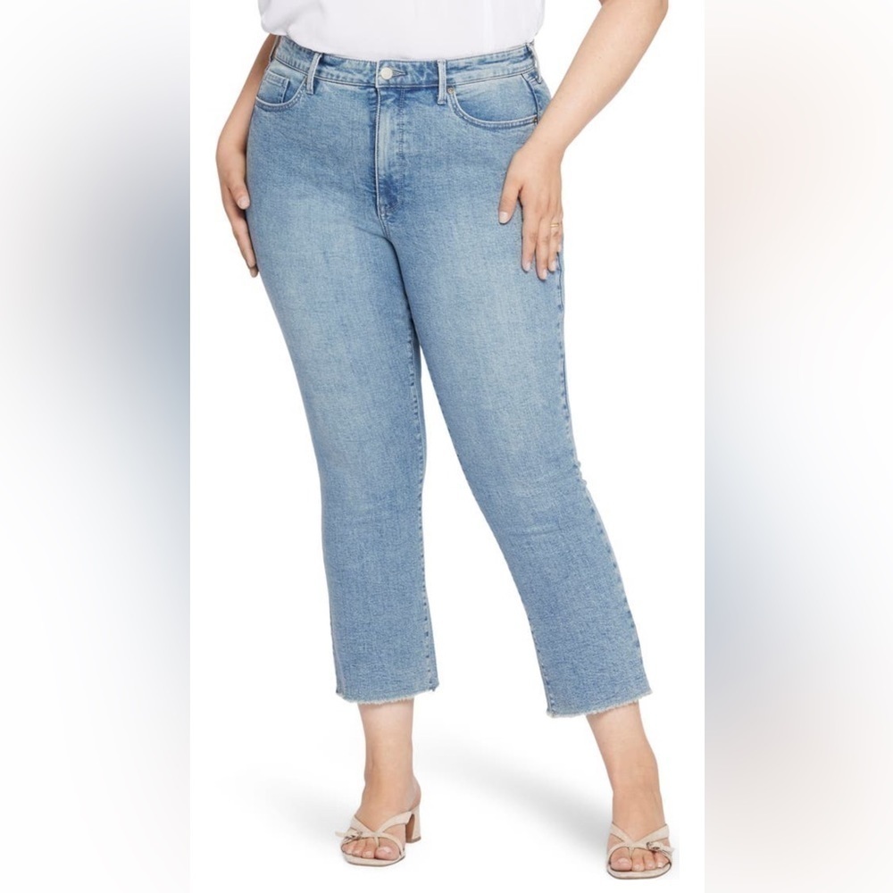 NYDJ high waist gray hem crop slim bootcut jeans NWT